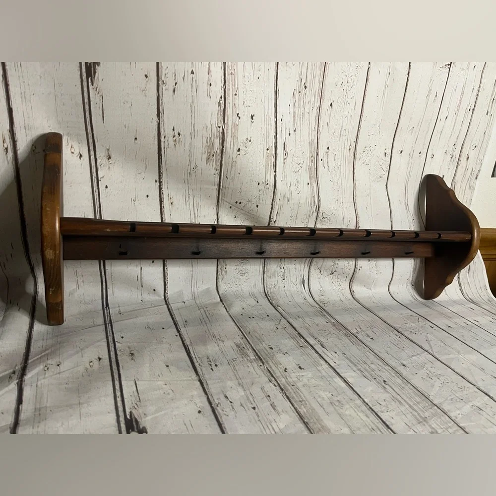 Vintage Wooden Plate Spoon Display Rack Wall Shelf Collection Pegs